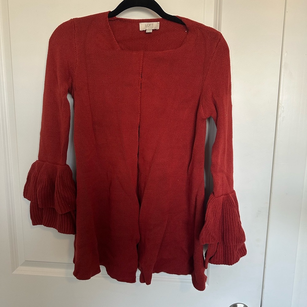 LOFT Women's Red Bell Sleeve Cardigan